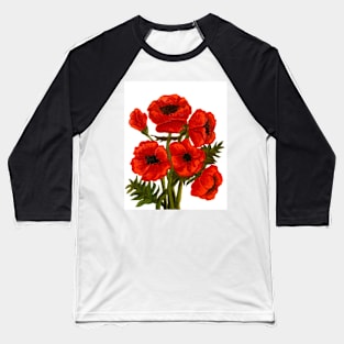 Red poppies on white background, oil painting Baseball T-Shirt